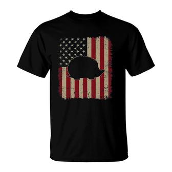 Vintage Usa Flag Hedgehog Animals Lover Farm Father's Day T-Shirt | Mazezy