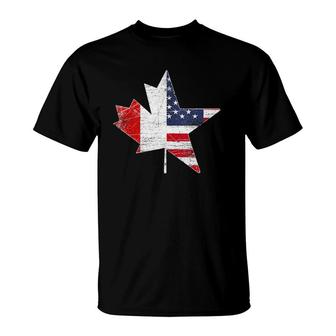 Vintage Usa Us Flag Maple Leaf Canadian Canada Tank Top T-Shirt | Mazezy