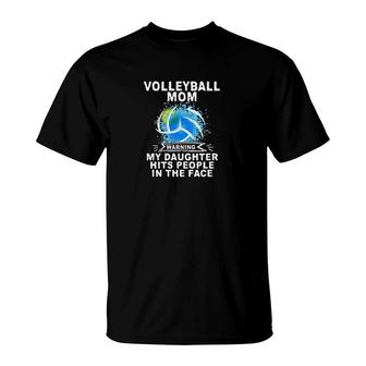 Volleyball Mom Warning T-Shirt | Mazezy