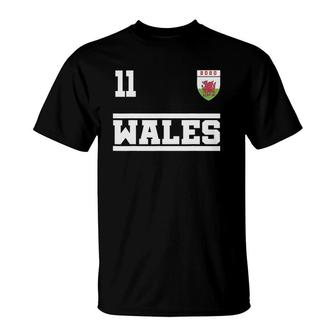 Wales 11 Home Soccer Euro Welsh Soccer Team Jersey T-Shirt | Mazezy