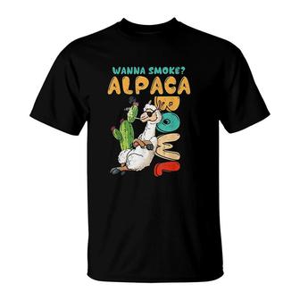 Wanna Smoke Alpaca Bowl Weed Vintage Cannabis 420 Stoner T-Shirt - Thegiftio