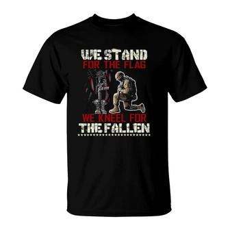 We Stand For The Flag And Kneel For The Fallen Tee - Veteran T-Shirt | Mazezy