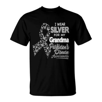 I Wear Silver For My Grandma -Parkinson Disease Awareness T-shirt - Thegiftio UK