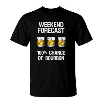 Weekend Forecast 100 Chance Of Burbon Funny Drinkers T-Shirt | Mazezy