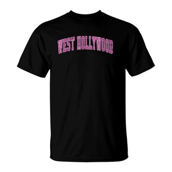 West Hollywood California Ca Vintage Sports Design Pink Desi T-Shirt | Mazezy