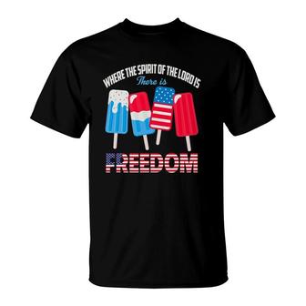 Where The Spirit Of The Lord Is Iced Cream 4Th Of July Flag T-Shirt | Mazezy