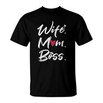 Wife Mom Boss Heart T-Shirt | Mazezy