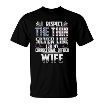 Wife Thin Silver Line Correctional Officer T-Shirt | Mazezy