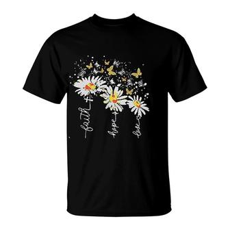 Wildflower Faith Hope Love Flower Cross T-Shirt | Mazezy DE