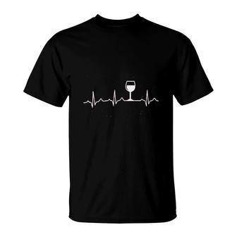 Wine Heartbeat Wine Lovers Drinking T-Shirt | Mazezy