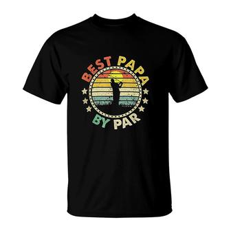 Winnice Retro Best Papa By Par Funny Golf Dad Vintage Sunset T-Shirt - Thegiftio UK