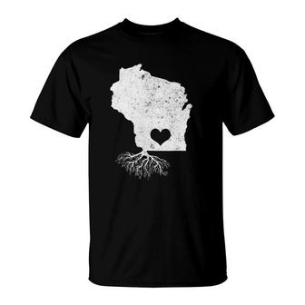 Wisconsin Roots I Love Wisconsin With Roots T-Shirt | Mazezy