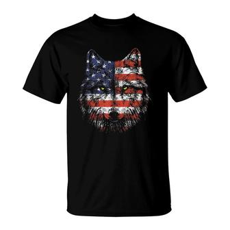 Wolf American Flag July 4Th Tank Top T-Shirt | Mazezy