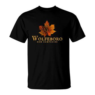 Wolfeboro Nh New Hampshire Autumn Leaf Tee T-Shirt | Mazezy