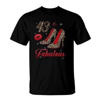 Women 43 And Fabulous Leopard High Heels Happy 43Rd Birthday T-Shirt | Mazezy