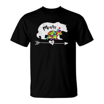 Women Mom Bear Autistic Autism Awareness Gift Mother's Day T-Shirt | Mazezy