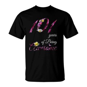 Womens 101 Years Old Awesome Floral 1921 101St Birthday Gift T-Shirt | Mazezy