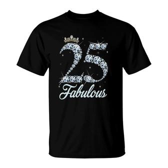 Womens 25 Years Old Its My 25Th Birthday Queen Diamond Heels Crown T-Shirt | Mazezy