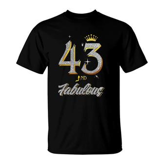 Womens 43Rd Birthday And Fabulous For Girl Women 43 Years Old T-Shirt | Mazezy