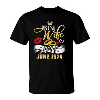 Womens 47Th Wedding Anniversary Outfit Best Wife Since 1974 Ver2 T-Shirt | Mazezy
