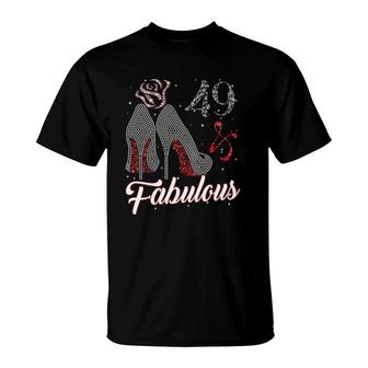 Womens 49 And & Fabulous 1973 49Th Birthday Gift Tee For Womens V-Neck T-Shirt | Mazezy