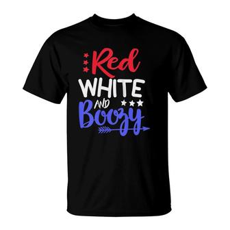 Womens 4Th Of July Red White And Boozy Top Women Funny Graphic T-Shirt | Mazezy