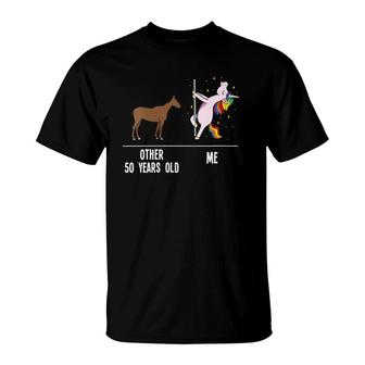 Womens 50Th Birthday Unicorn Funny 50 Years Old Other Me Women V-Neck T-Shirt | Mazezy