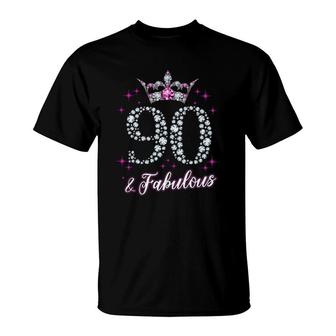Womens 90 And Fabulous 1932 90Th Birthday Gift Tee T-Shirt | Mazezy