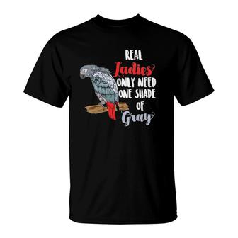 Womens African Gray Parrot I Real Ladies I Funny Parrot Bird Mom V-Neck T-Shirt | Mazezy