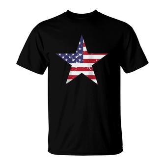 Womens American Flag Star Vintage 4Th Of July Patriotic Gift Raglan Baseball Tee T-Shirt