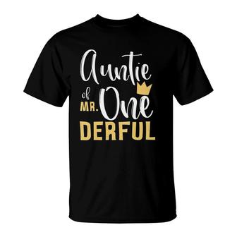 Womens Auntie Of Mr Onederful 1St Birthday First One-Derful Theme T-Shirt | Mazezy AU