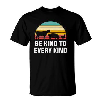 Womens Be Kind To Every Kind - Retro Vegan & Vegetarian V-Neck T-Shirt
