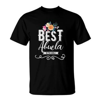 Womens Best Abuela In The World Hispanic Grandmother Gift V-Neck T-Shirt | Mazezy