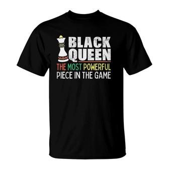 Womens Black Queen Most Powerful Chess African American T-Shirt | Mazezy