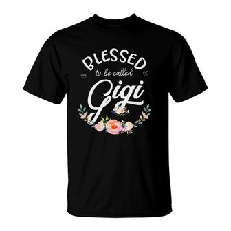 Womens Blessed Gigi Floral Grandma Mother's Day Gift T-Shirt | Mazezy