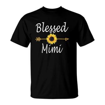 Womens Blessed Mimi Sunflower Mothers Day Gifts V-Neck T-Shirt