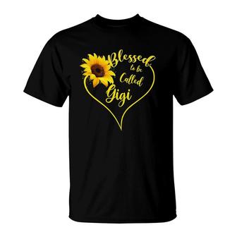 Womens Blessed To Be Called Gigi Sunflower Mother's Day Gift T-Shirt | Mazezy