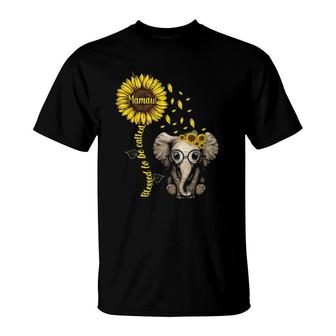 Womens Blessed To Be Called Mamaw Sunflower Elephant Hippie T-Shirt | Mazezy