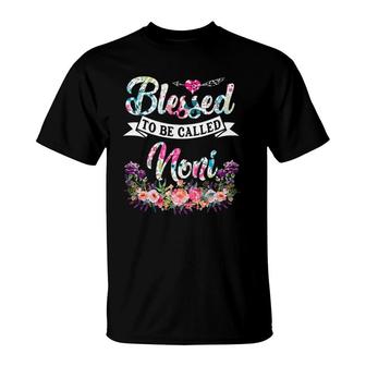 Womens Blessed To Be Called Noni Floral Mother's Day T-Shirt | Mazezy