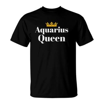 Womens Born In January February Aquarius Queen Zodiac T-Shirt | Mazezy
