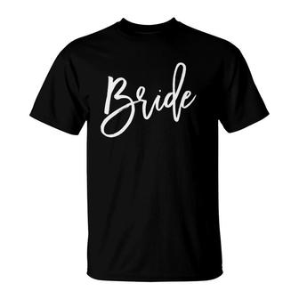 Womens Bride Simple Cute Bridal Shower Wedding Rehearsal Tee T-Shirt | Mazezy DE