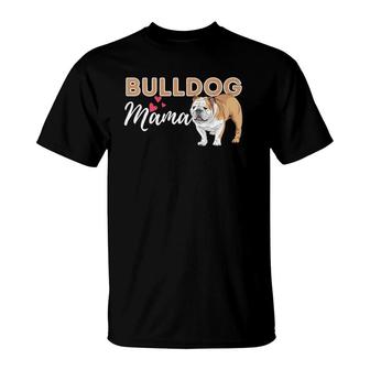 Womens Bulldog Mama - Funny English Bulldog Dog Lover V-Neck T-Shirt | Mazezy