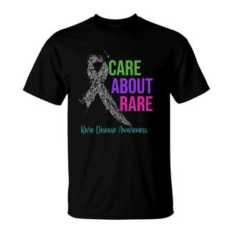 Womens Care About Rare Zebra Ribbon Rare Disease Awareness Day T-Shirt | Mazezy