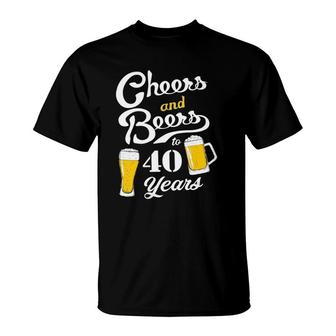 Womens Cheers And Beers To 40 Years - Funny 40Th Birthday V-Neck T-Shirt | Mazezy DE
