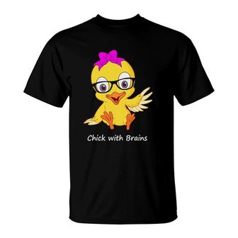 Womens Chick With Brains For Smart Intelligent Girls Women T-Shirt | Mazezy