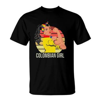 Womens Colombia Flag Colombian Girl T-Shirt | Mazezy