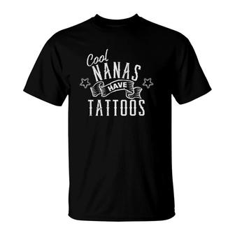 Womens Cool Nanas Have Tattoos Body Art Tattooed Nana Gift Grandma V-Neck T-Shirt | Mazezy