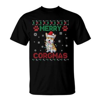 Womens Corgi Ugly Christmas Style Merry Corgmas Santa Corgi T-Shirt | Mazezy
