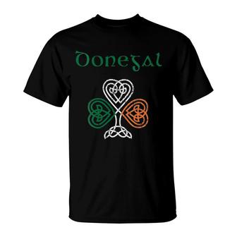 Womens County Donegal Shamrock Ireland Flag Craic And Ceol V-Neck T-Shirt | Mazezy