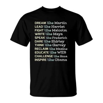 Womens Dream Like Martin Inspirational Black History Influential T-Shirt | Mazezy